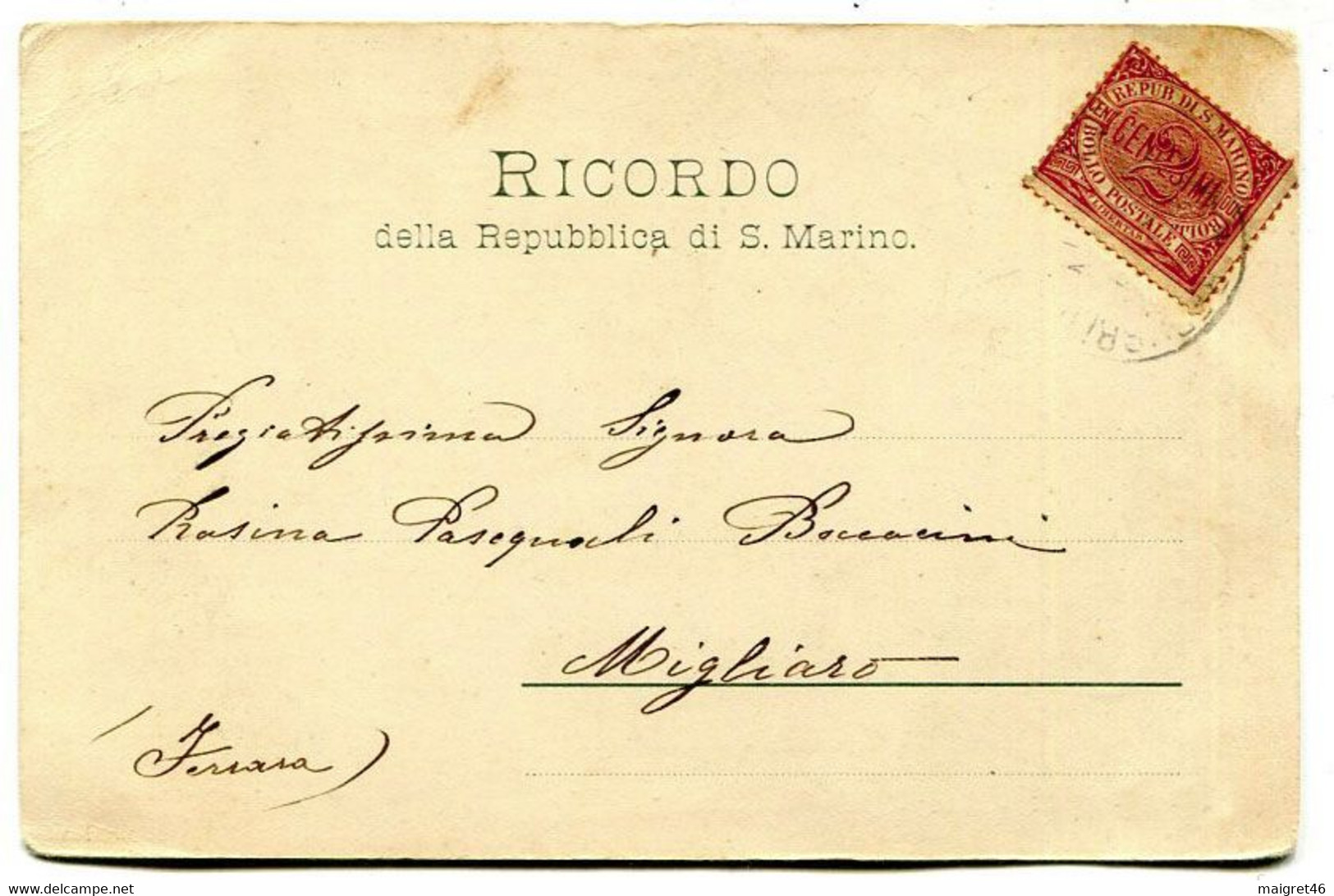 STORIA POSTALE 2 CENTESIMI REPUBBLICA SAN MARINO ISOLATO SU BUSTA - Cartas & Documentos