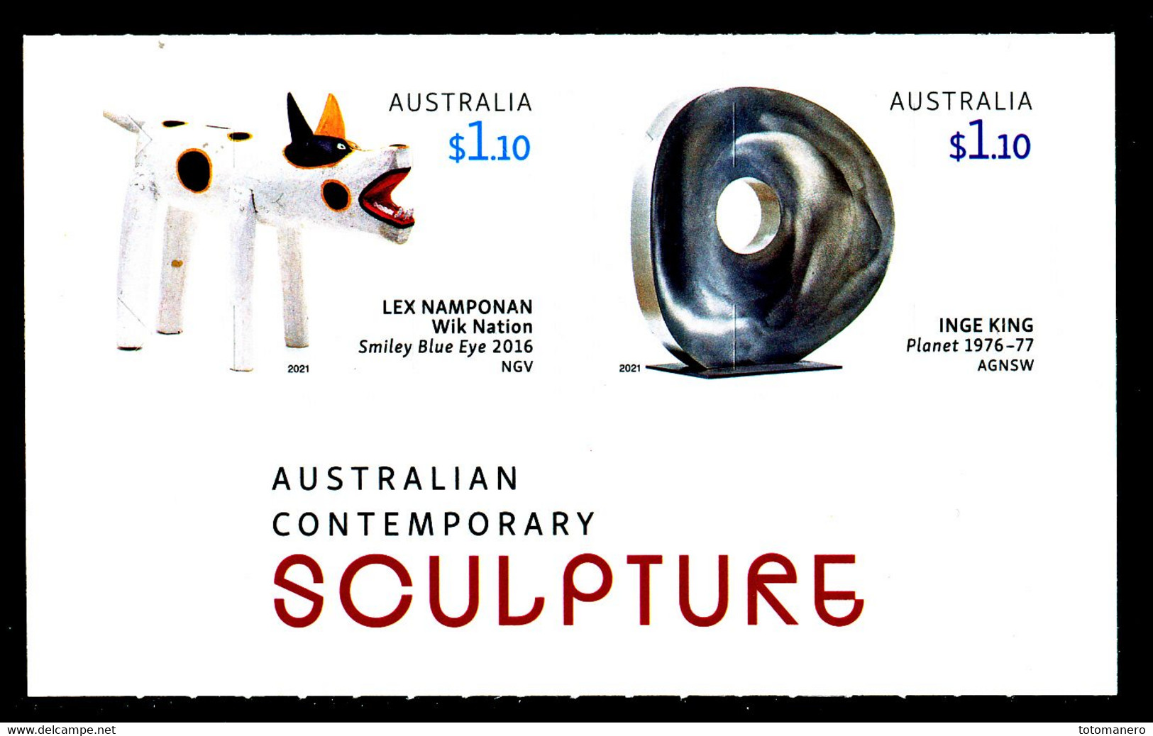 AUSTRALIA 2021 - Australian Contemporary Sculpture Self-Adhesive PAIR** - Ongebruikt