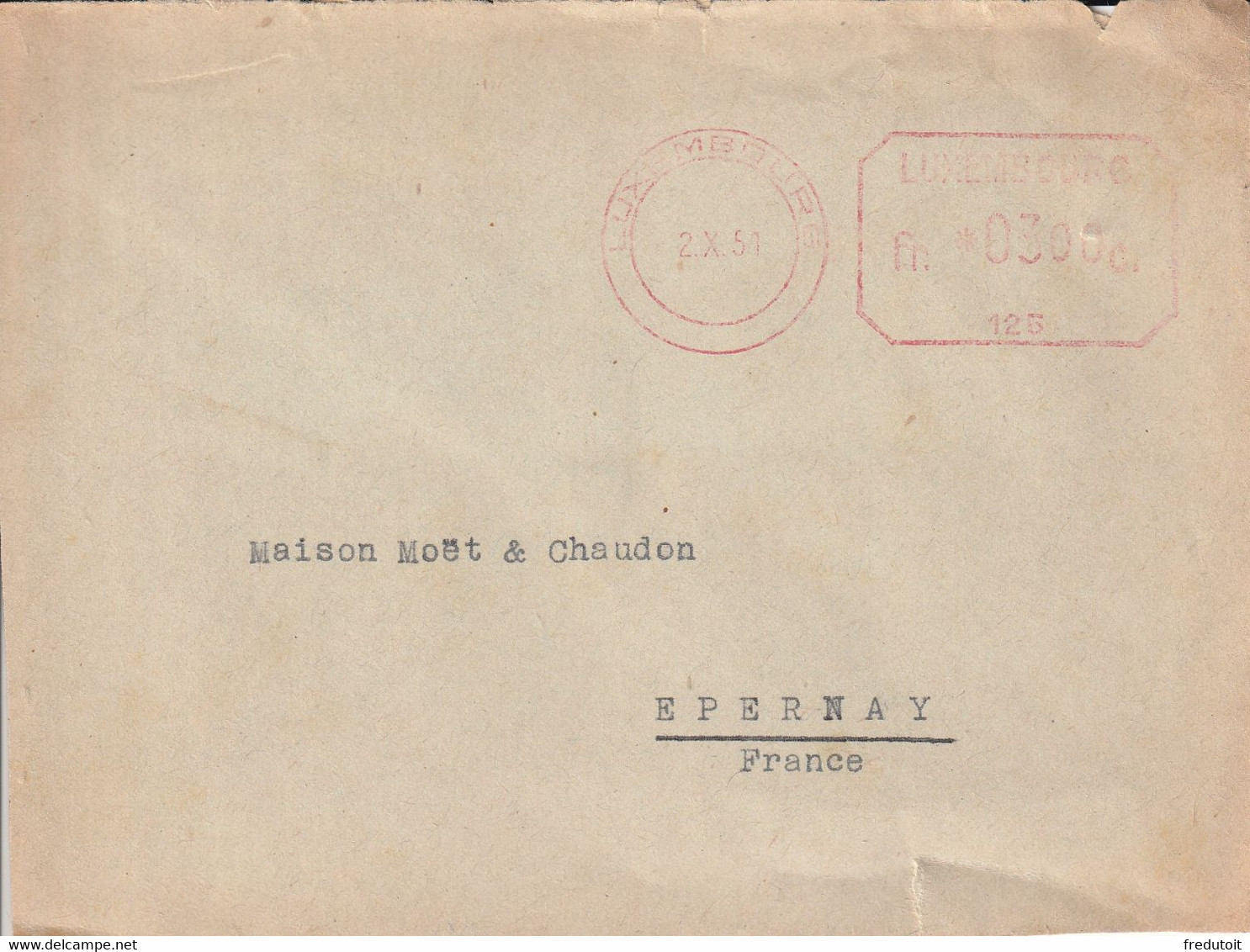 LETTRE - LUXEMBOURG - 02/10/1954 - Franking Machines (EMA)