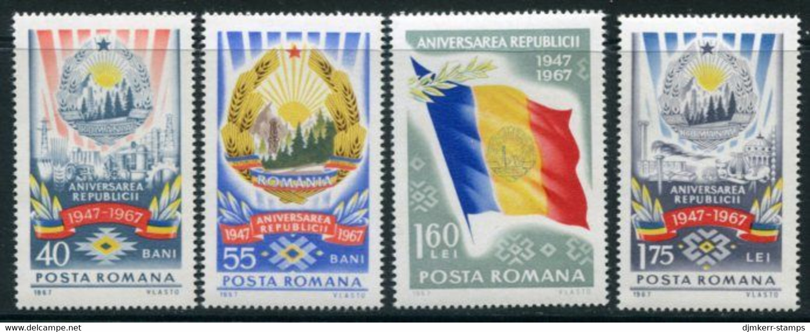 ROMANIA 1967 20th Anniversary Of Republic MNH / **.  Michel 2658-61 - Unused Stamps