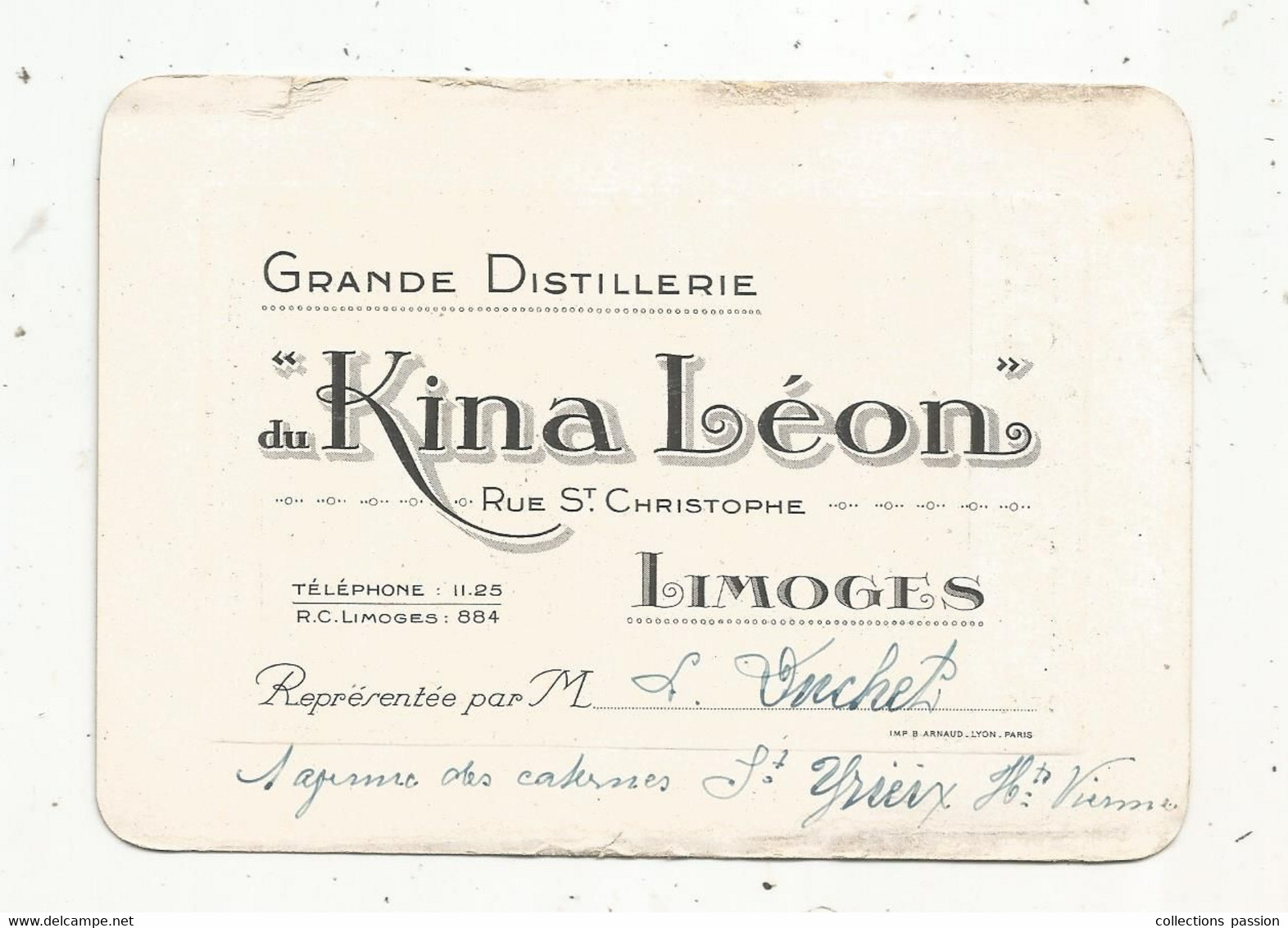 Publicité , Carte De Visite , Chromo , Grande Distillerie Du KINA LEON ,87 ,LIMOGES ,Haute Vienne - Advertising