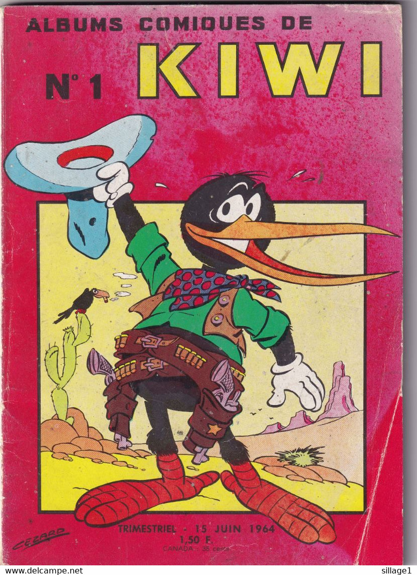 KIWI Album Comique De KIWI -  N°1 - Rare - Trimestriel - 15 Juin 1964 - Couverture Illustrée Par Cezard - 96 Pages - Prime Copie