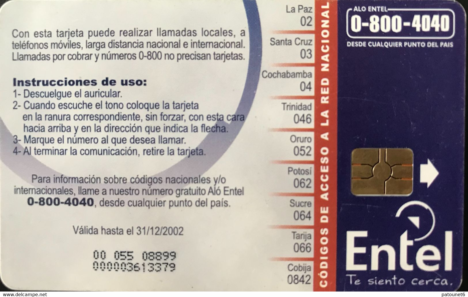 BOLIVIE  -  Phonecard - Entel - Mascara De Pepino  - (Chip On Back) -  Bs. 5 - Bolivia