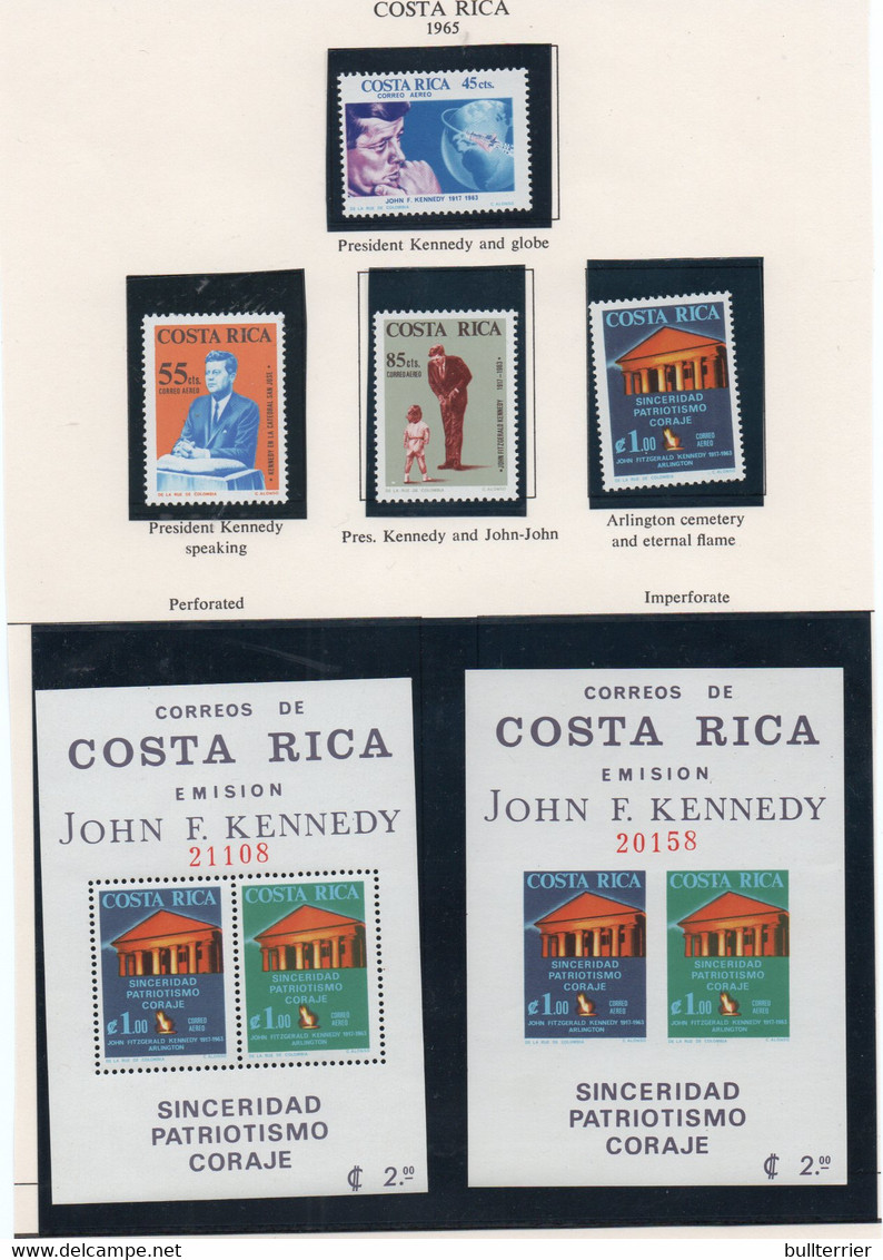 COSTA RICA - 1965- KENNEDY  SET OF 4 + SOUVENIR  SHEETS (2)  MINT NEVER HINGED - Costa Rica