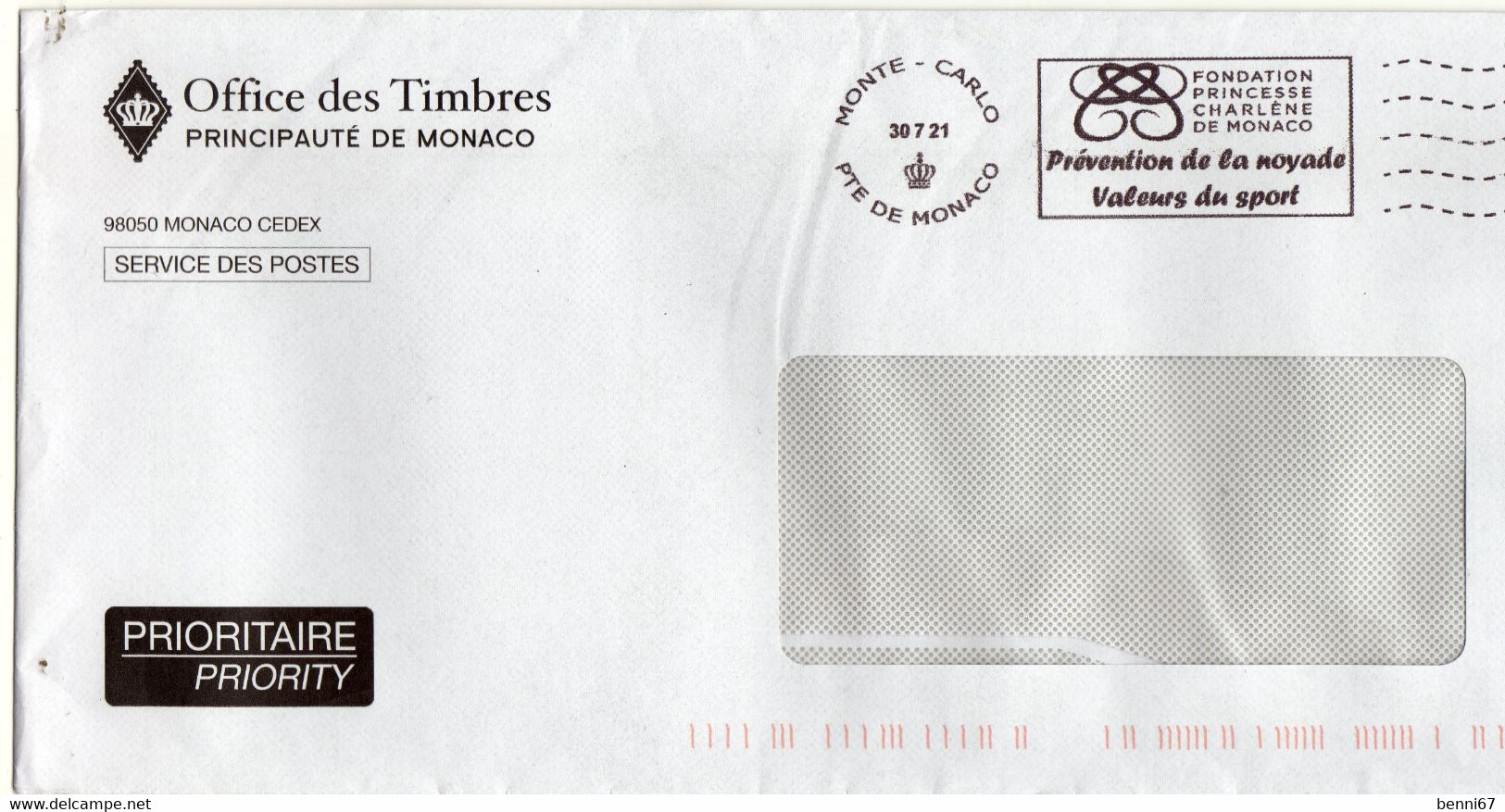 MONACO Flamme Prévention De La Noyade Valeurs Du Sport  S/env 20.07.2021 - Franking Machines (EMA)