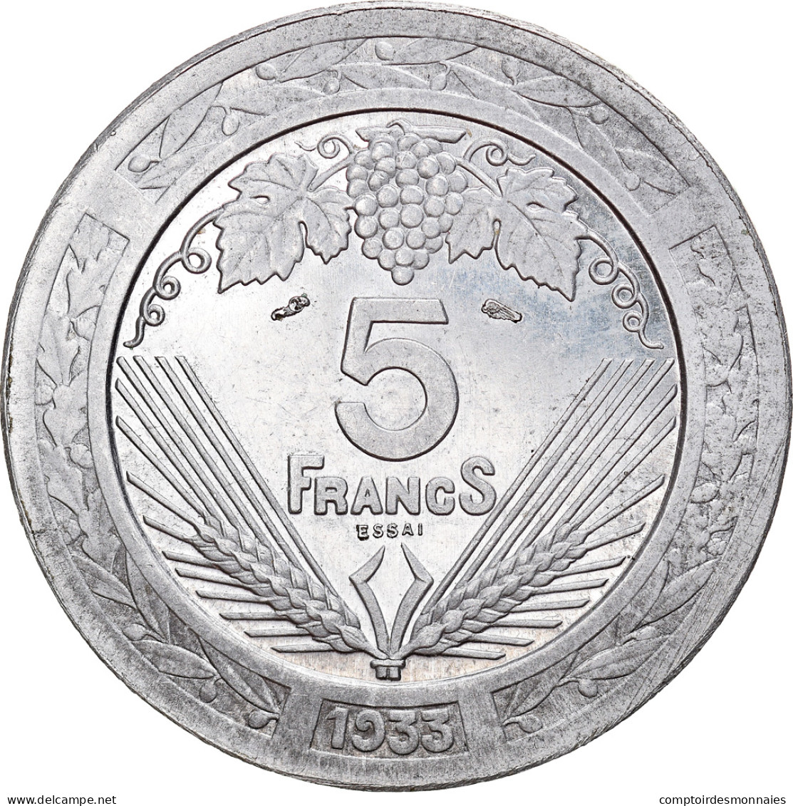 Monnaie, France, Concours De Vézien, 5 Francs, 1933, ESSAI, SPL, Aluminium - J. 5 Francs