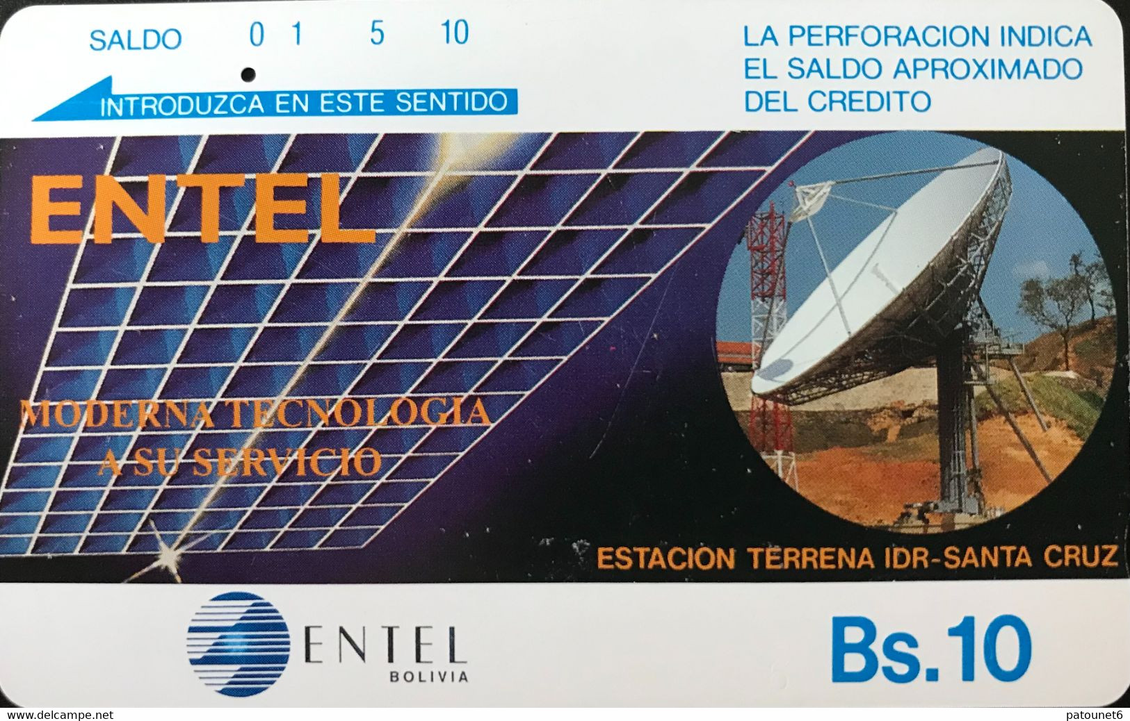 BOLIVIE  -  Phonecard - Tamura  -  ENTEL BOLIVIA  -    Bs. 10 - Bolivië