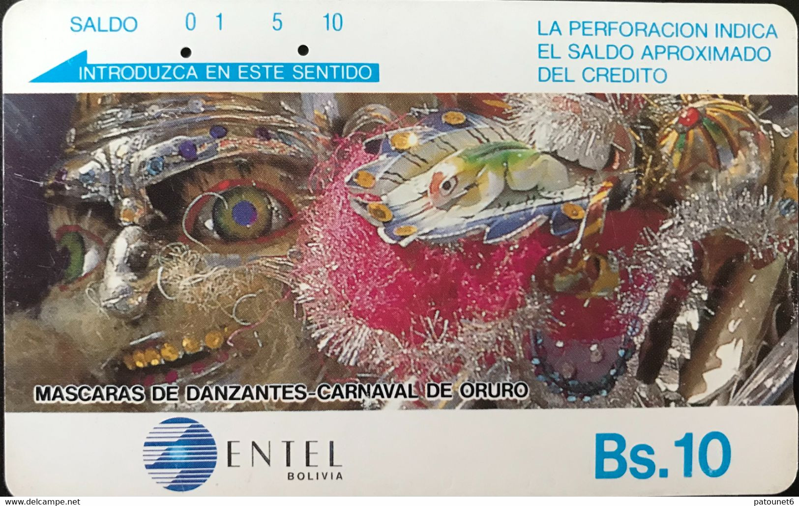 BOLIVIE  -  Phonecard - Tamura  -  ENTEL BOLIVIA  -  Mascaras -  Bs. 10 - Bolivia