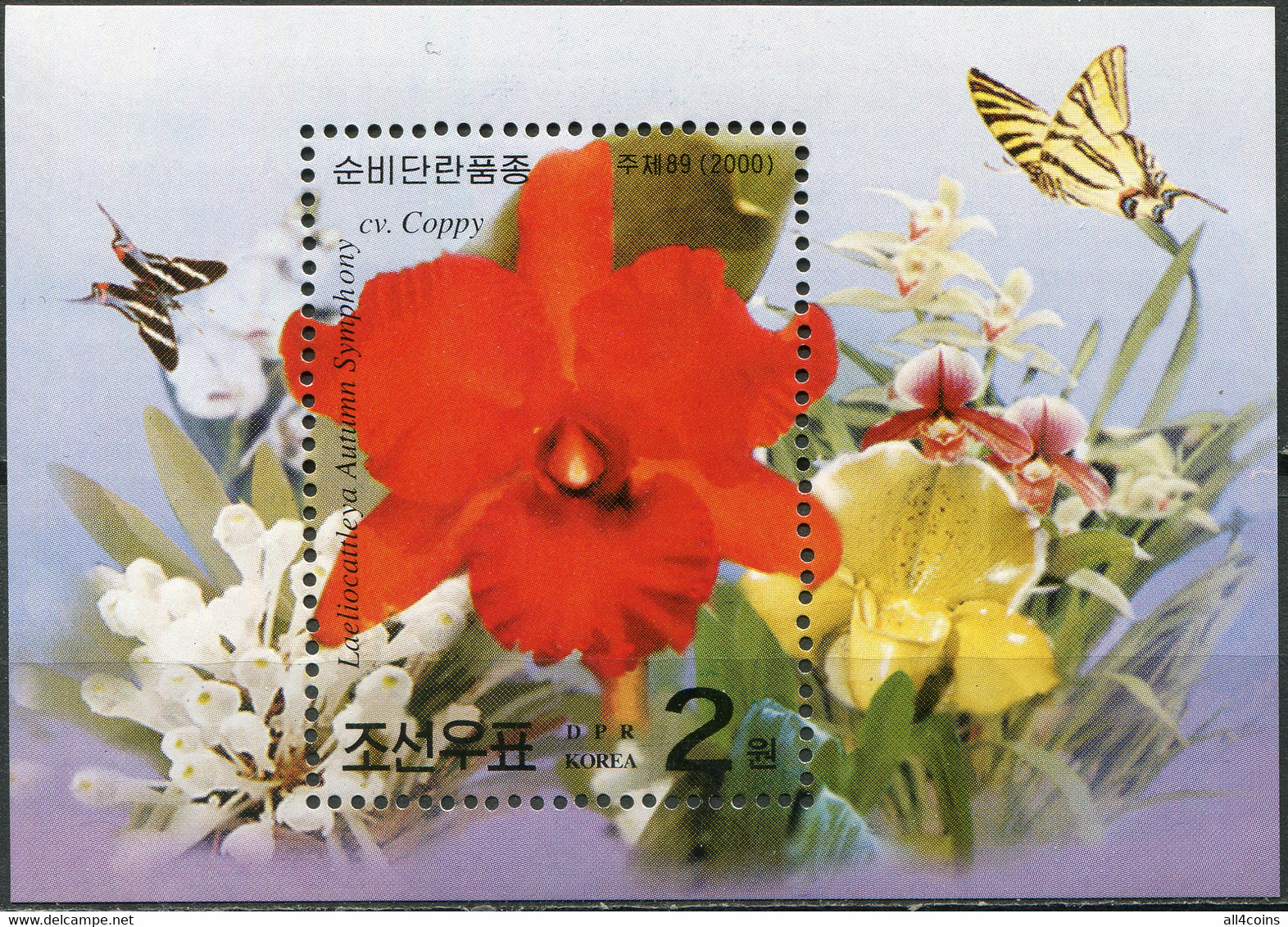 Korea 2000. Laeliocattleya "Autumn Symphony" (MNH OG) Souvenir Sheet - Corea Del Nord