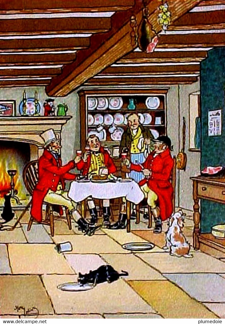 Cpa  ILLUSTRATEUR REPAS DE CHASSEURS à L AUBERGE , CHASSE à COURRE Chiens , HUNTERS  AT RESTAURANT A/s  HARRY ELIOTT - Hunting