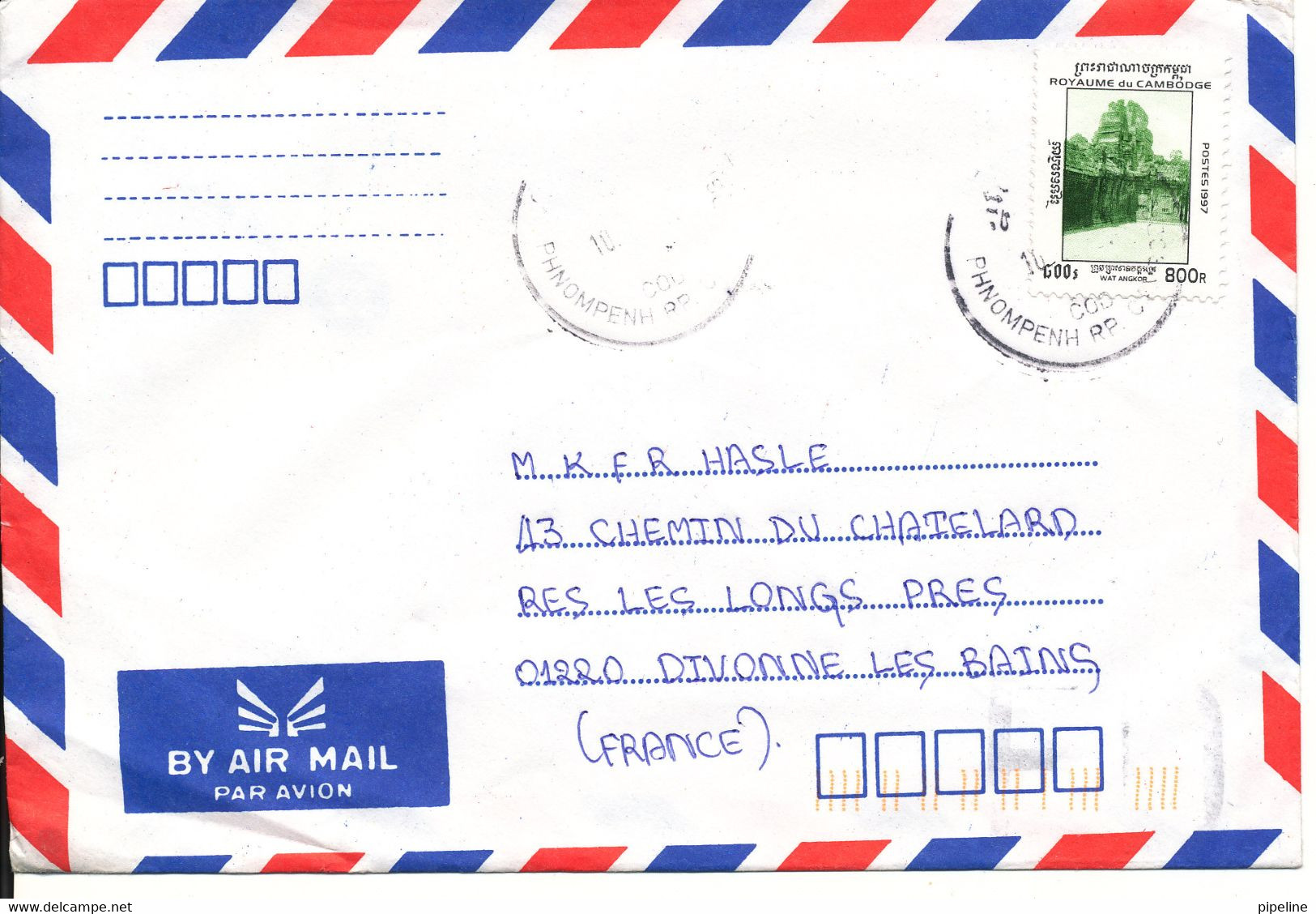 Cambodia Air Mail Cover Sent To France 1997 - Cambodja