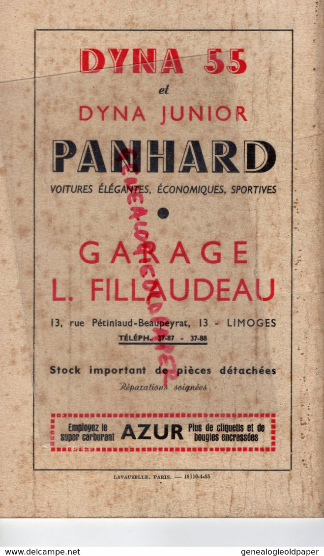87- LIMOGES-TULLE-BRIVE-LOURDOUEIX-NIEUL-CIEUX-GUERET-GRAND BOURG- 2 RALLYE INTERNATIONAL LIMOUSIN-1955-AUTOMOBILE CLUB - Historical Documents