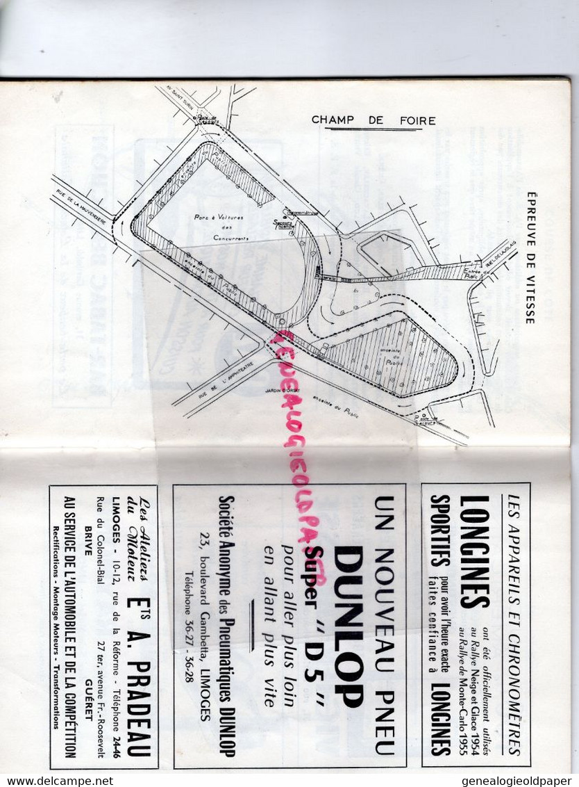 87- LIMOGES-TULLE-BRIVE-LOURDOUEIX-NIEUL-CIEUX-GUERET-GRAND BOURG- 2 RALLYE INTERNATIONAL LIMOUSIN-1955-AUTOMOBILE CLUB