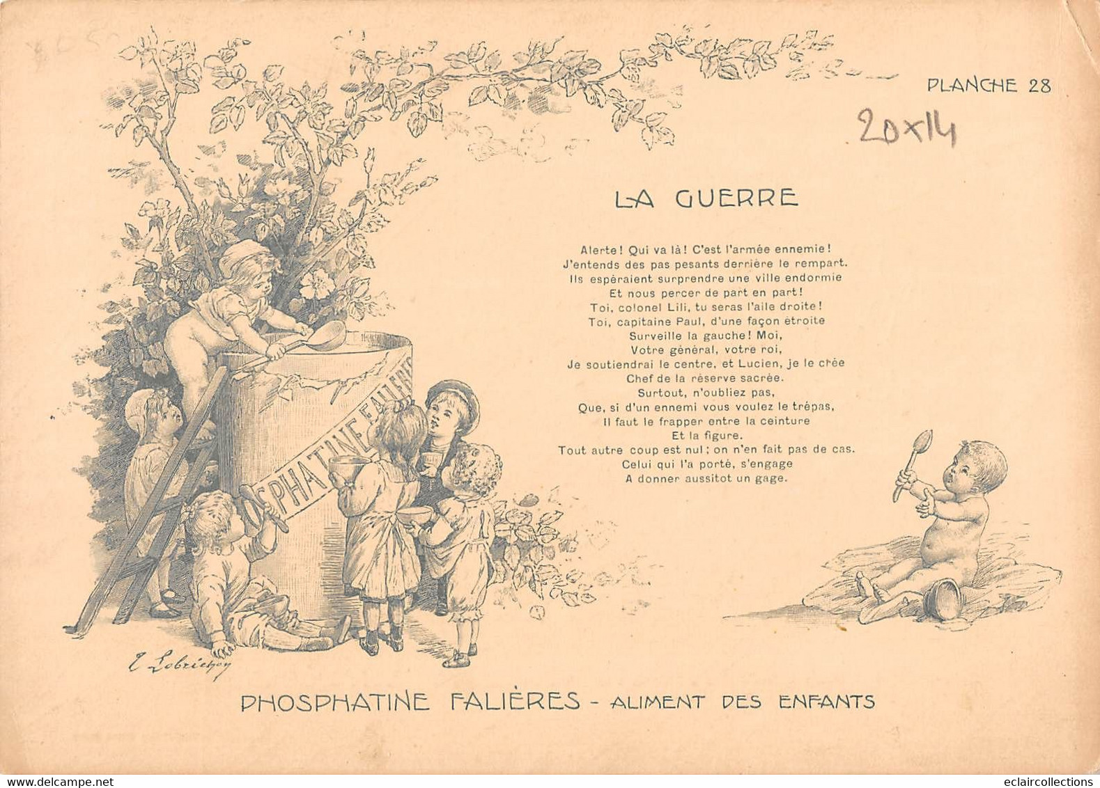 Image  20x14   Cm      Jeux D'enfants (la Guerre) Edités Par Les Phosphatines Falières   (voir Scan) - Andere & Zonder Classificatie