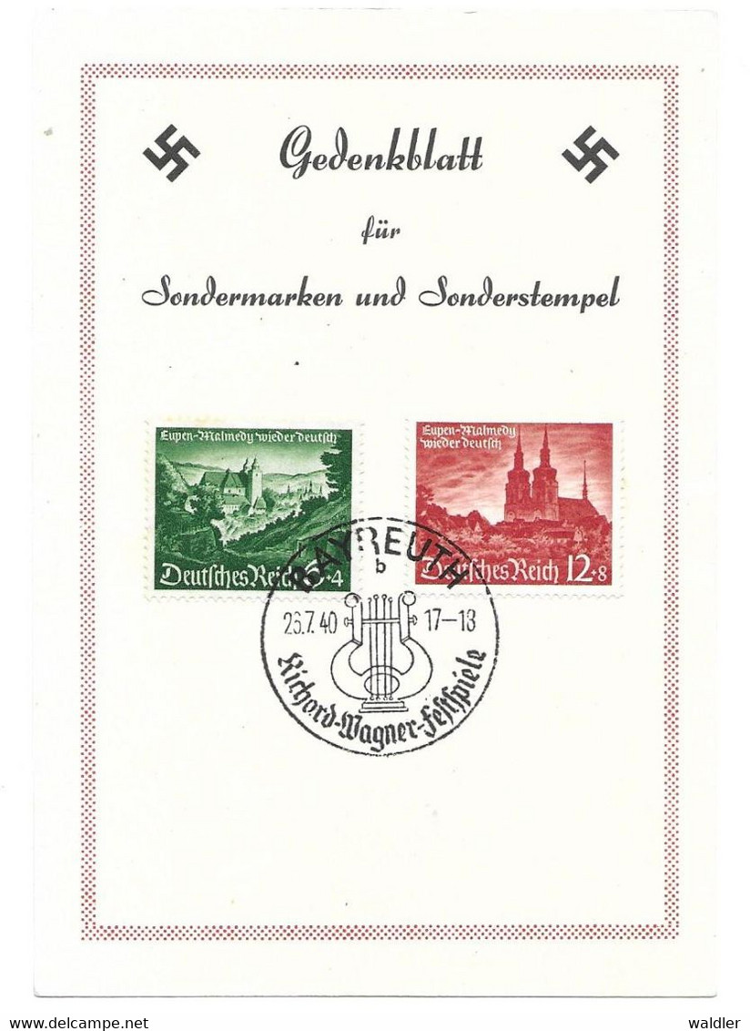 (J) GEDENKBLATT  DEUTSCHES REICH --  MIT Mi 748/49 U. SST BAYREUTH  1940 - Occupation 1938-45