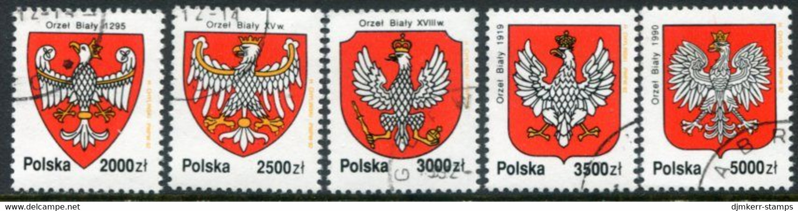 POLAND 1992 History Of The White Eagle Used.  Michel 3420-25 - Used Stamps