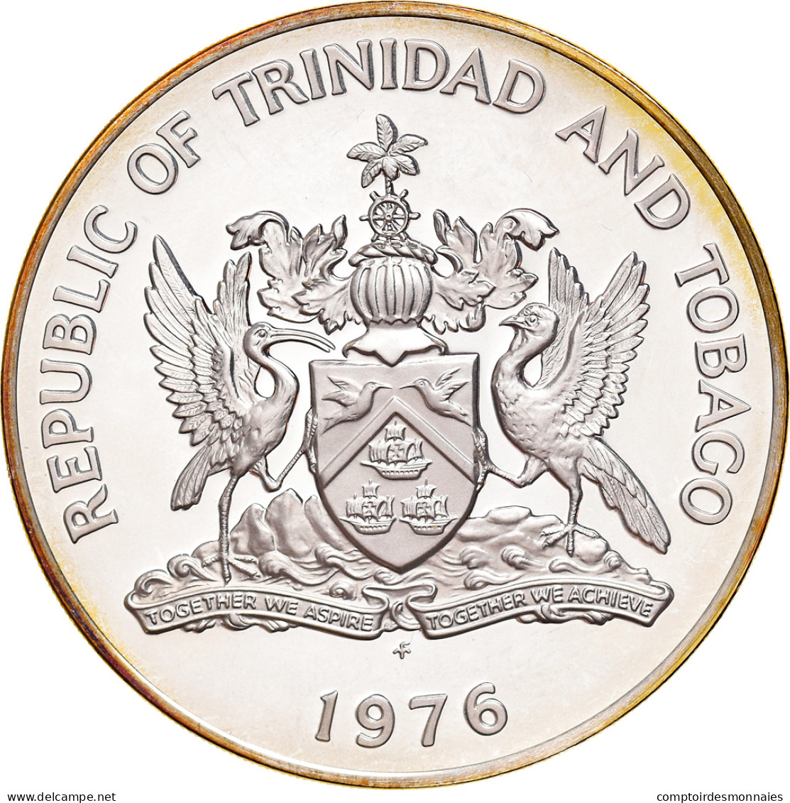 Monnaie, TRINIDAD & TOBAGO, 10 Dollars, 1976, Franklin Mint, FDC, Argent, KM:36a - Trinidad & Tobago
