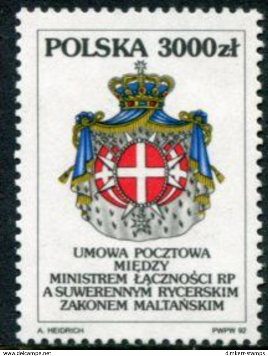 POLAND 1992 Military Order Of Malta MNH / **.  Michel 3419 - Unused Stamps