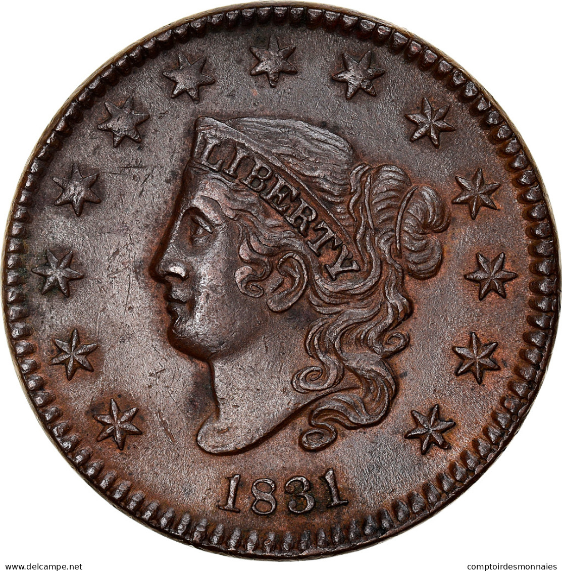 Monnaie, États-Unis, Coronet Cent, Cent, 1831, U.S. Mint, SUP, Cuivre, KM:45 - 1816-1839: Coronet Head (Testa Coronata
