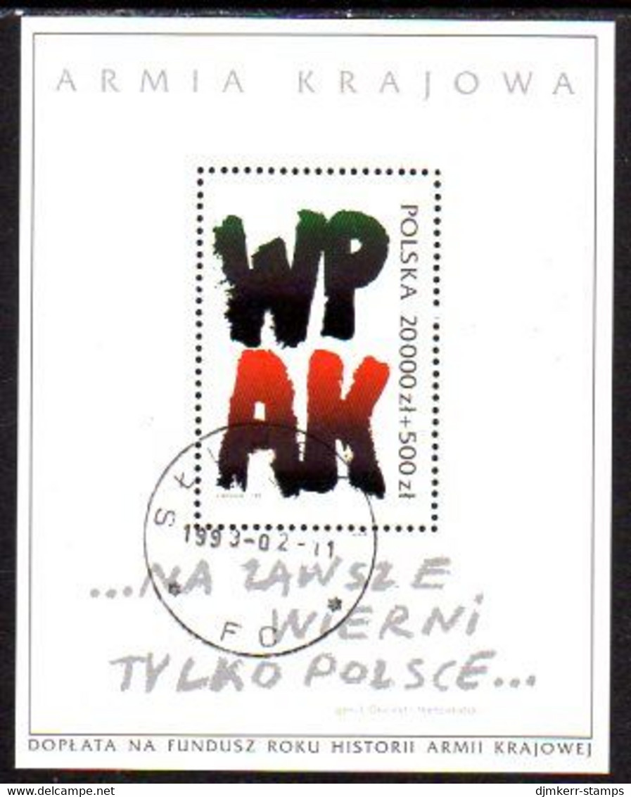 POLAND 1992 Underground Army Block Used.  Michel Block 120 - Oblitérés