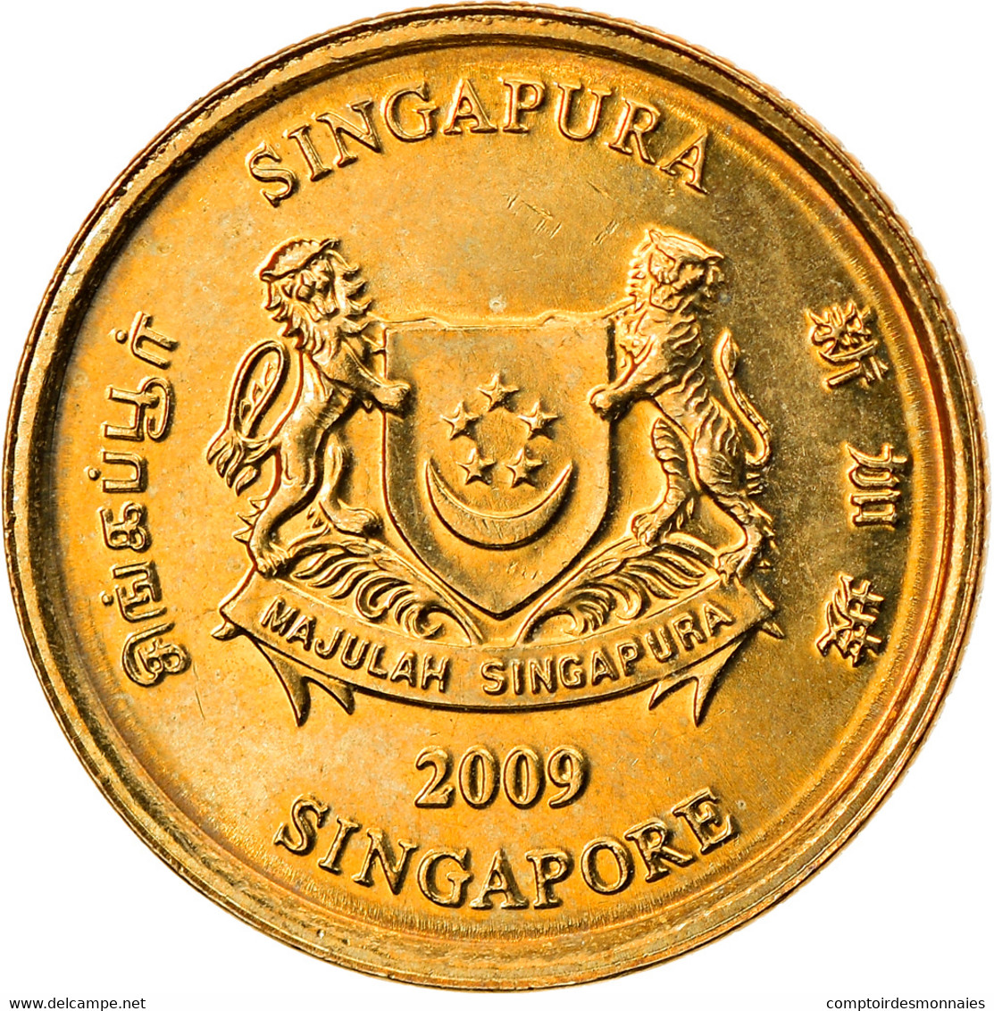 Monnaie, Singapour, 5 Cents, 2009, Singapore Mint, SUP, Aluminum-Bronze, KM:99 - Singapour