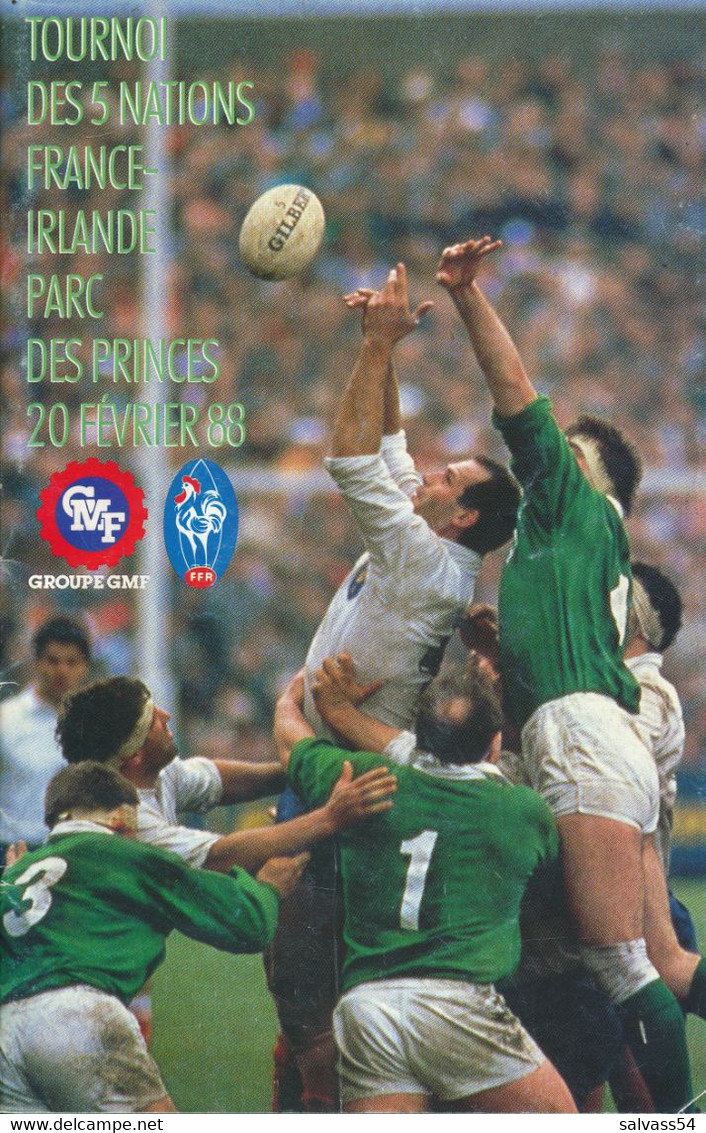 Livret Programme Rugby - Tournoi Des 5 Nations 1988 - FRANCE / IRLANDE - Parc Des Princes - Rugby