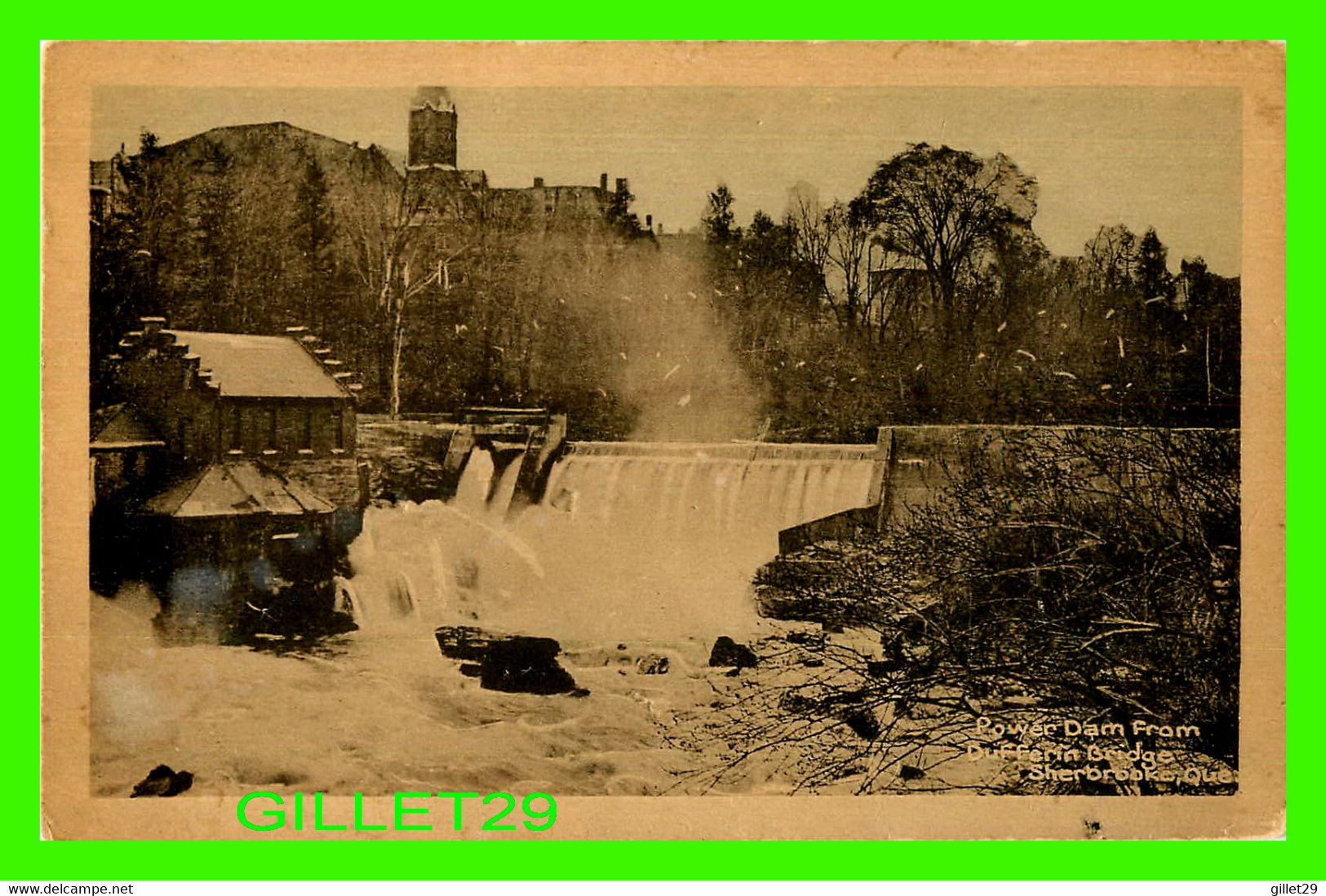 SHERBROOKE, QUÉBEC - POWER DAM FROM DUFFERIN BRIDGE - PHOTOGELATINE ENGRAVING CO LTD - - Sherbrooke