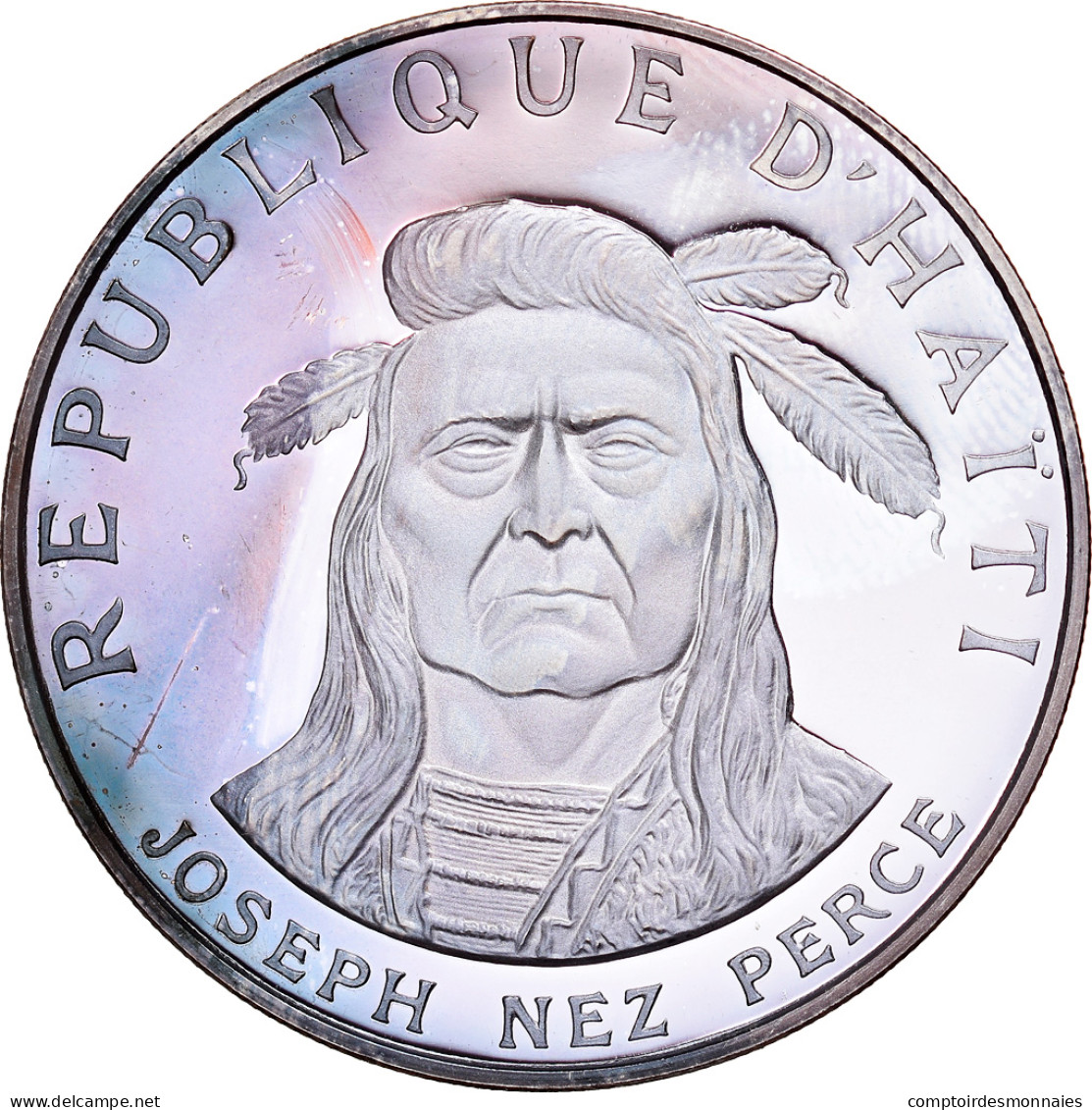 Monnaie, Haïti, Joseph Nez Perce, 10 Gourdes, 1971, Proof, FDC, Argent, KM:84 - Haití