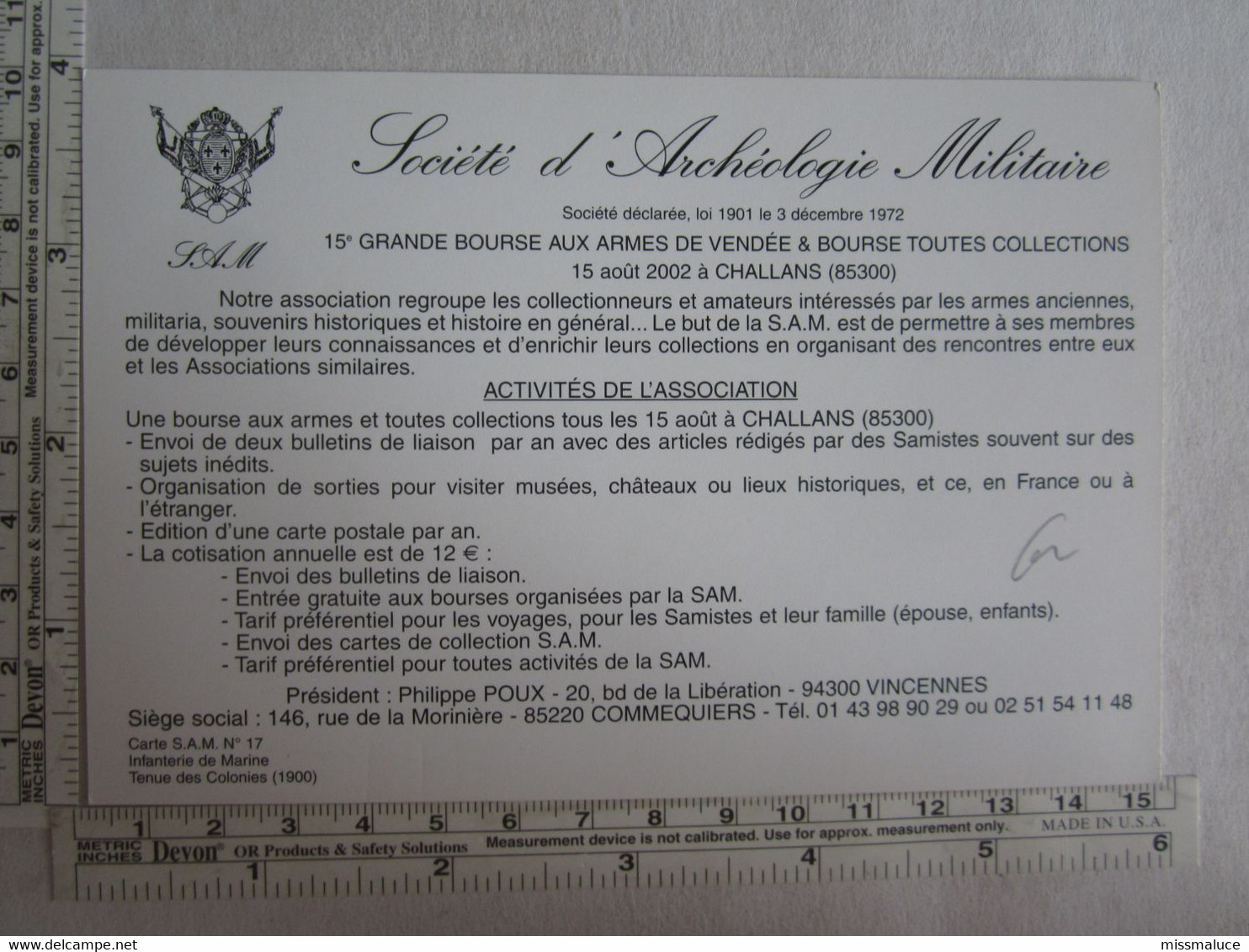 Société D'archéologie Militaire Infanterie De Marine Tenue Des Colonies - Uniforms