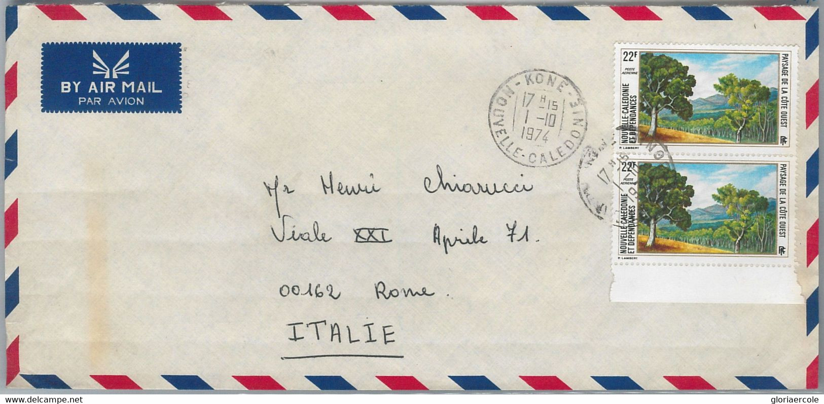57369 - NOUVELLE CALEDONIE - POSTAL HISTORY - Airmail Cover To ITALY  1974 - Lettres & Documents