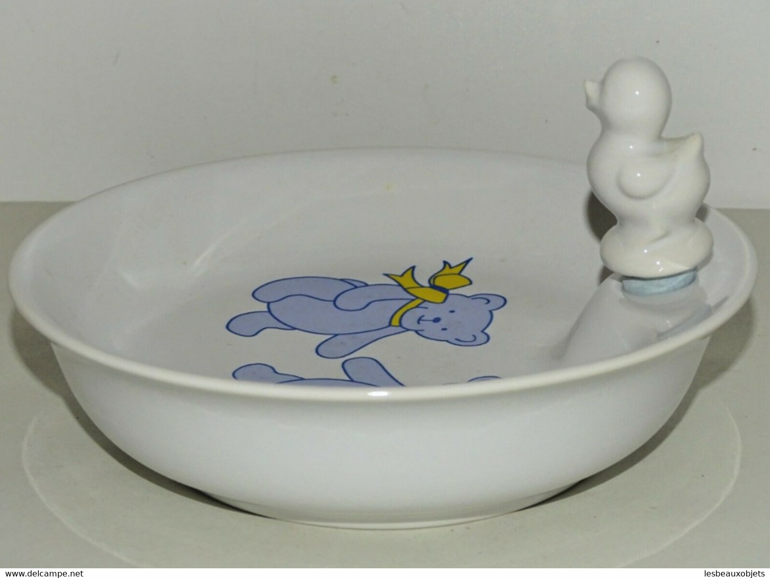 ASSIETTE BOUILLIE PORCELAINE REVOL 2 NOUNOURS 1 Noeud Jaune Et 1 Rose Déco - Gien (FRA)