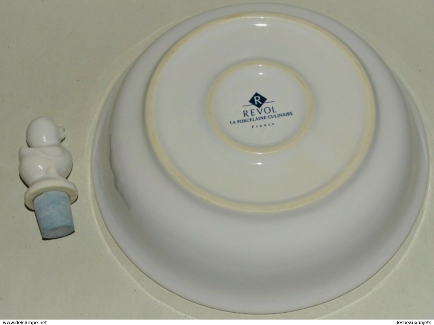 ASSIETTE BOUILLIE PORCELAINE REVOL 2 NOUNOURS 1 Noeud Jaune et 1 Rose Déco