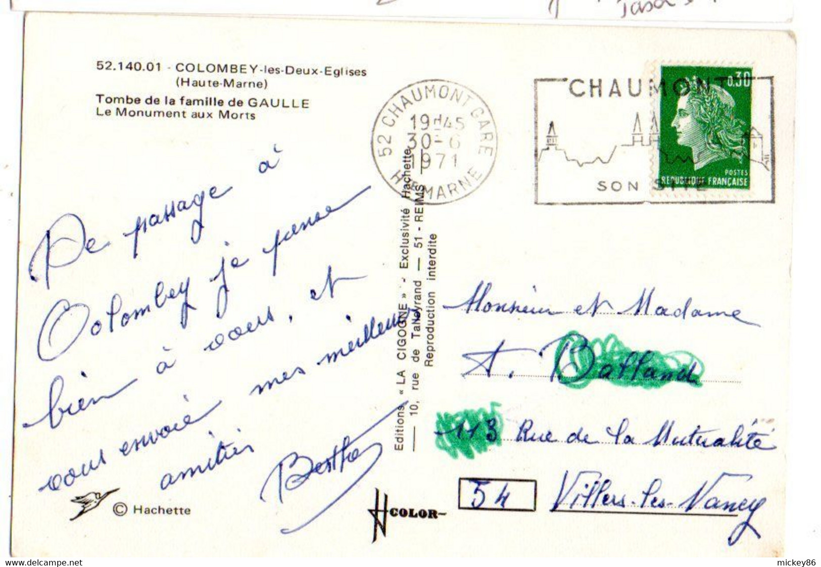 COLOMBEY LES 2  EGLISES --1971--Multivues --(tombe De La Famille De Gaulle , Monument Aux Morts ).....à Saisir - Colombey Les Deux Eglises