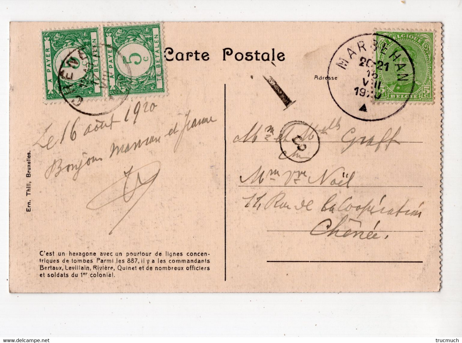 ROSSIGNOL -  Cimetière Nord   *paire De Timbres-taxe 5 Cts* - Tintigny