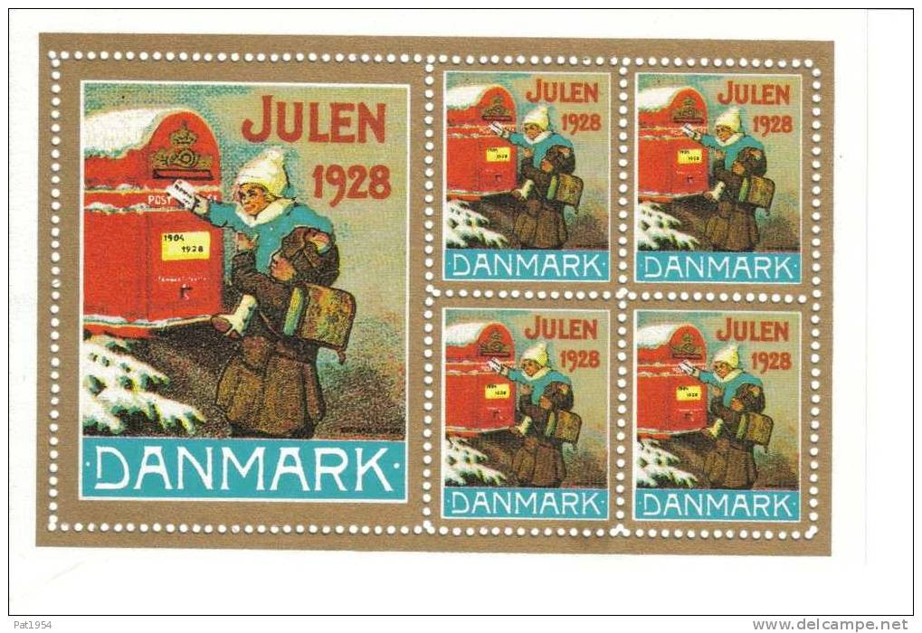 Bloc Avec Des Vignettes De Noël Du Danemark De 1928 (réimpression De 1983) - Abarten Und Kuriositäten