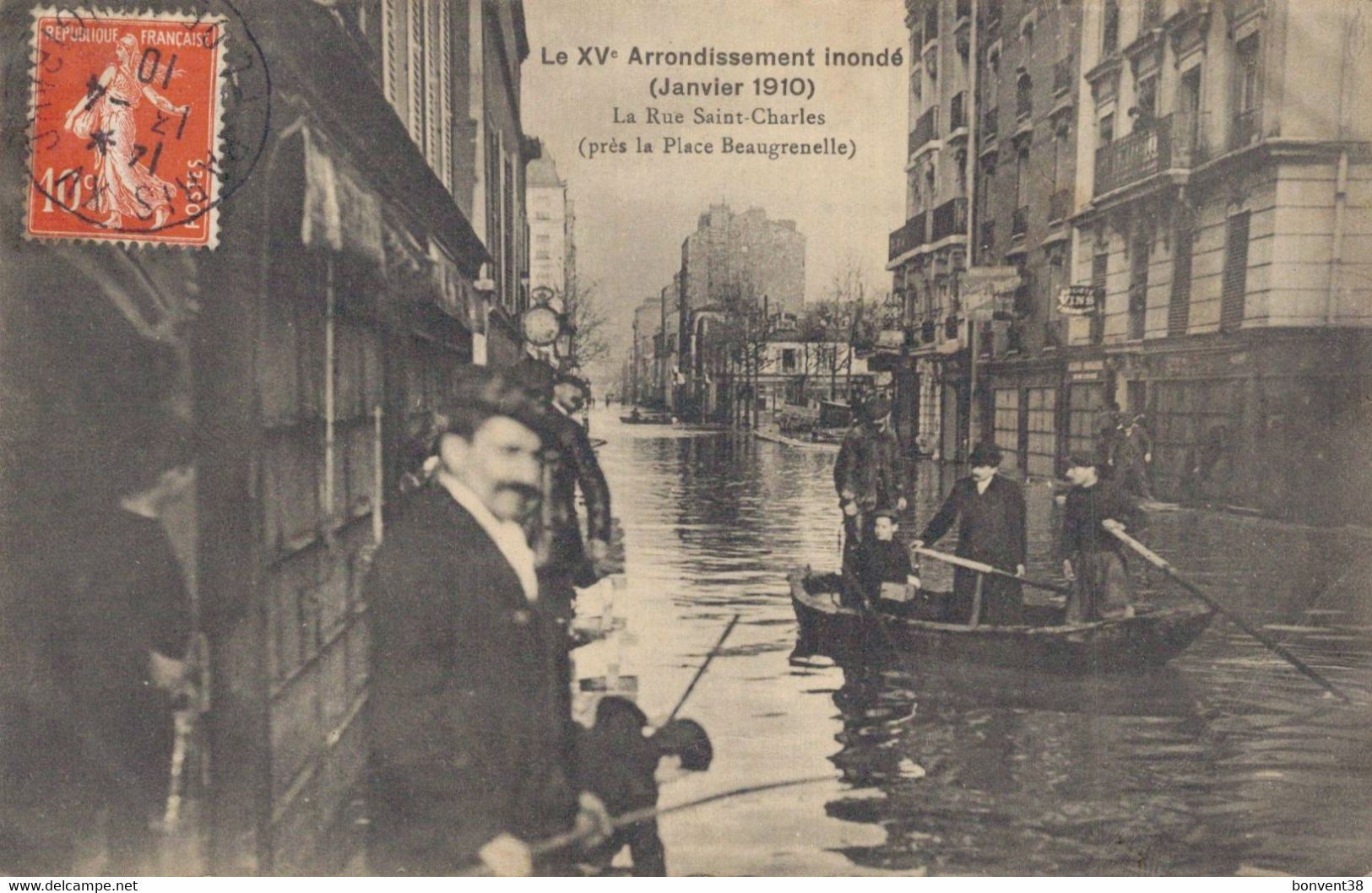 H0408 - PARIS - Le XVe Arrondissement Inondé - La Rue Saint Charles - Janvier 1910 - Inondations