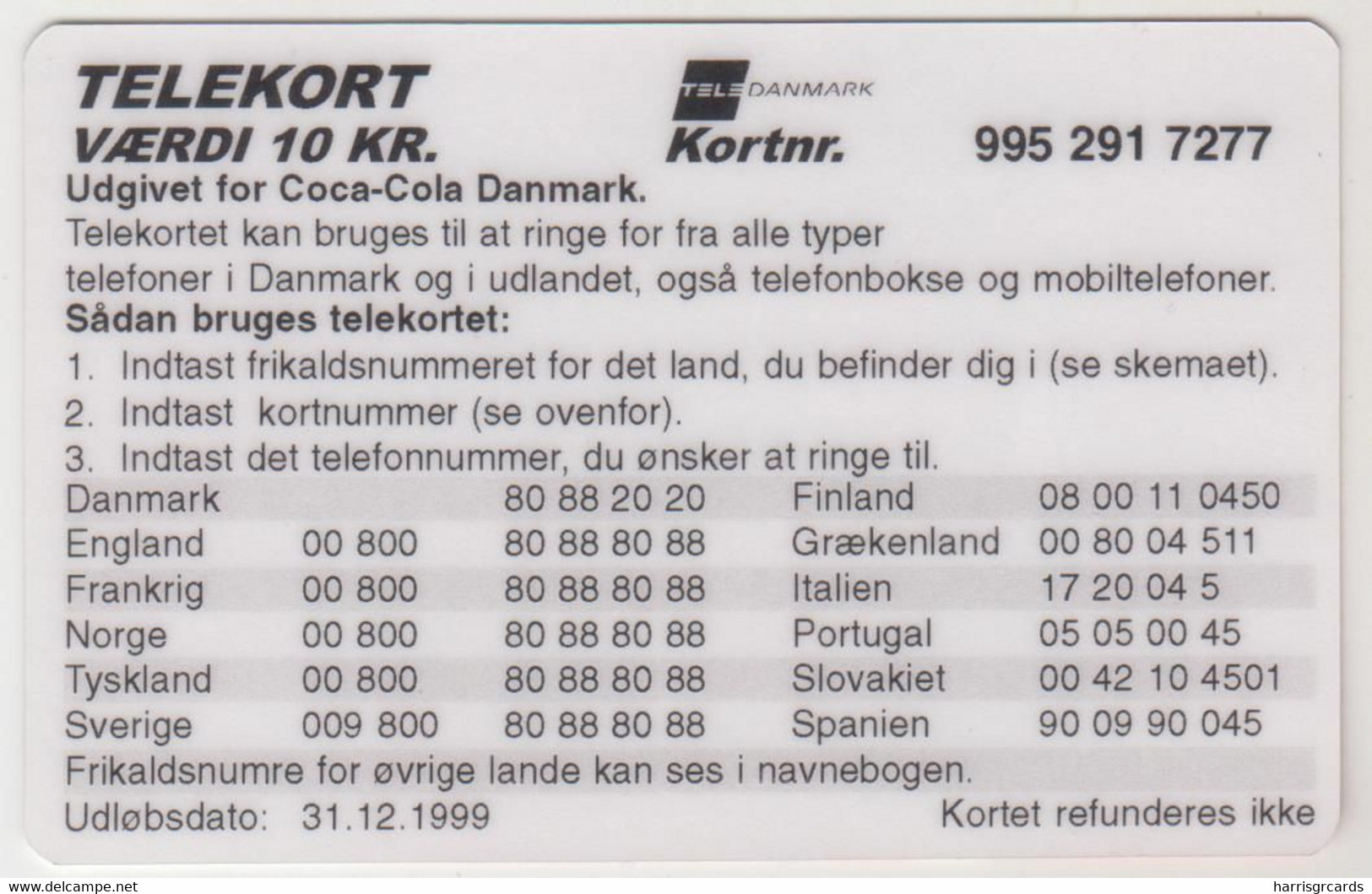 DENMARK - Coca Cola Julekort 1998, 10 Dkr, 11/98, Tirage 400, Used - Danemark