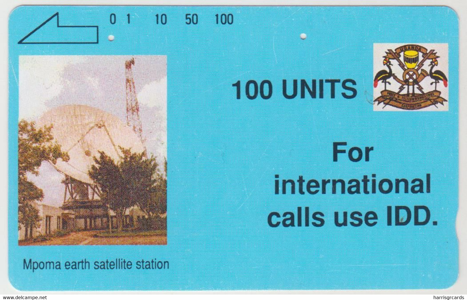 UGANDA (Tamura)- For International Calls Use IDD (blue And Satellite Dish) , 1992, First Issue 100 U, Used - Ouganda