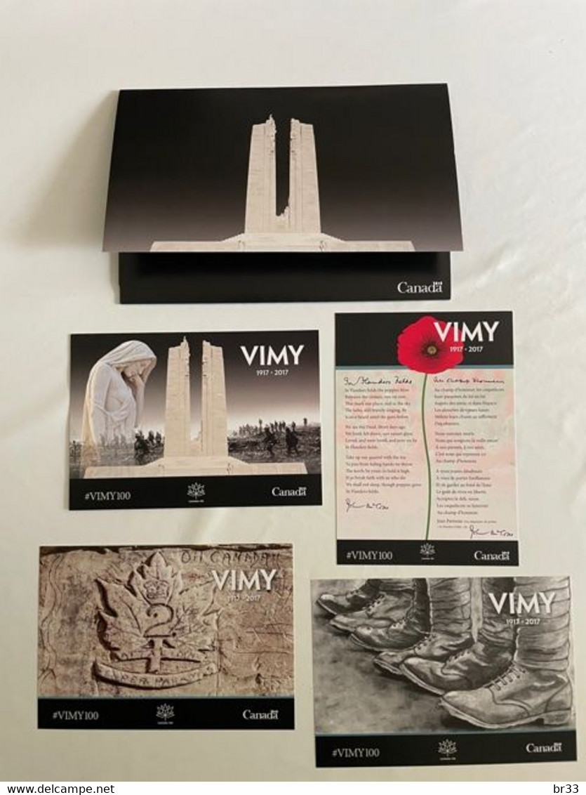 Lot De 4 Cartes Bataille De VIMY 62 1917-2017 Memorial National Canada Troupes Soldats Militaires Guerre 1914-1918 - Oorlog 1914-18