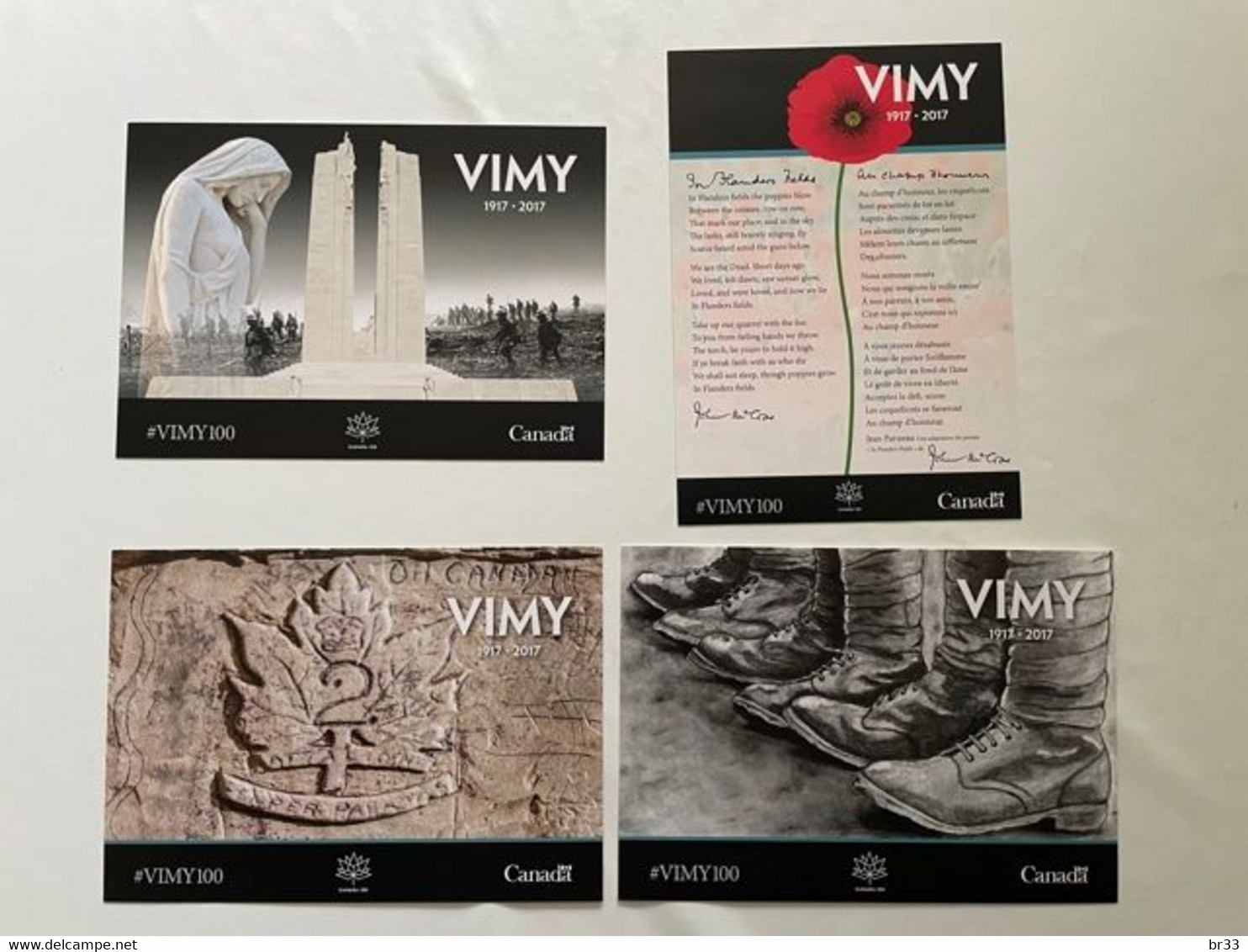 Lot De 4 Cartes Bataille De VIMY 62 1917-2017 Memorial National Canada Troupes Soldats Militaires Guerre 1914-1918 - War 1914-18