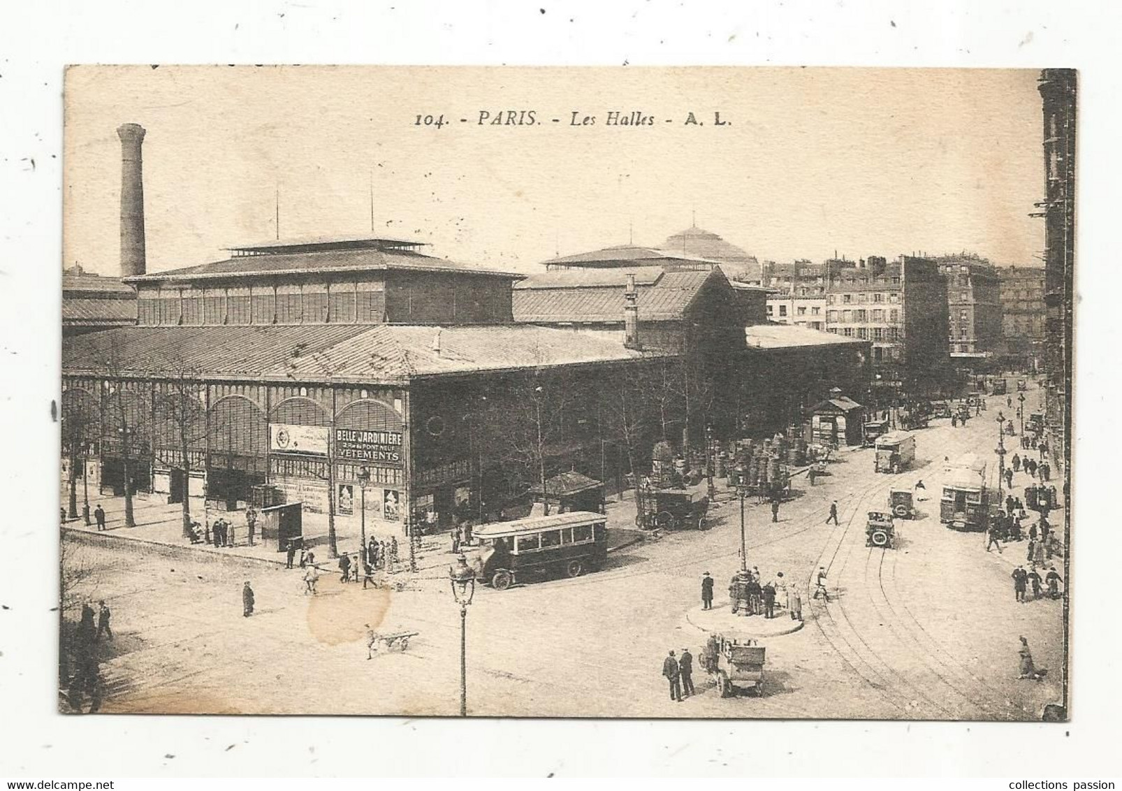 Cp , Commerce , LES HALLES ,75 , PARIS ,bus , Automobiles , Voyagée 1931 - Hallen