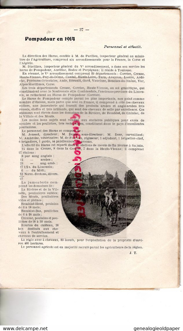 87- 23-19- LIMOGES- LE LIMOUSIN HIPPIQUE- 1914- HARAS POMPADOUR-JUMENTERIE-KLEBER VIII- PARIS-LE DORAT- SAINT LEONARD - Limousin