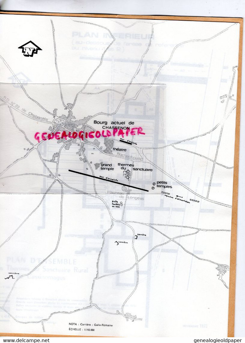 16- CHASSENON- CASSINOMAGUS-1973-PLANS ET DESCRIPTION SOMMAIRE GALLO ROMAIN- J.H. MOREAU DIRECTEUR DES FOUILLES - Poitou-Charentes