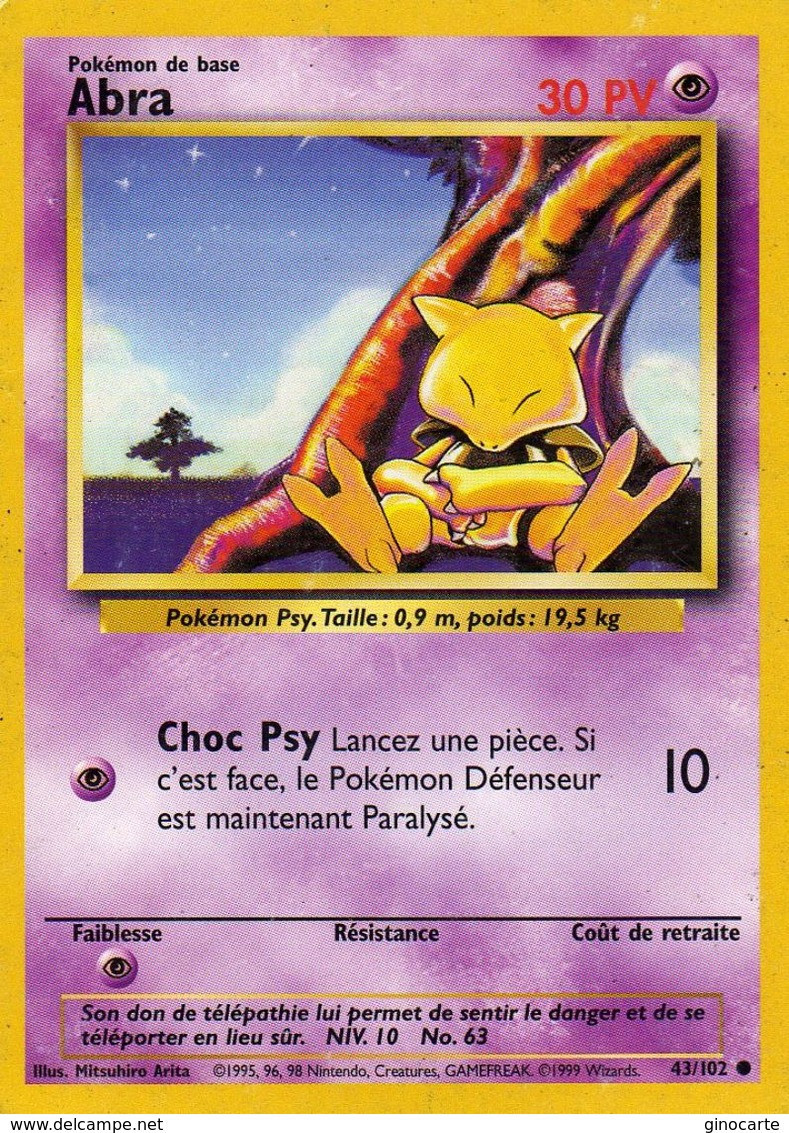 Carte Pokemon Wizards 43/102 Abra 30pv 1995 - Wizards