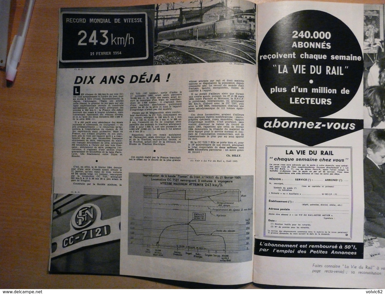 Vie du Rail 936 1964 triage juvisy travaux à Montparnasse nicolas Riggenbach record de vitesse