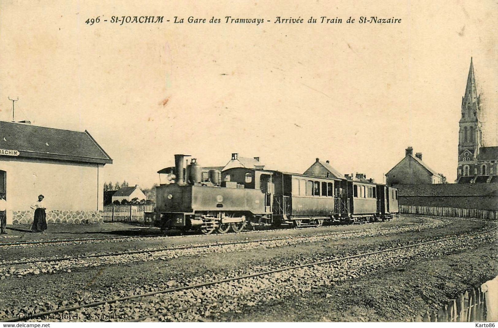 St Joachim * La Gare Des Tramways , Arrivée Du Train De St Nazaire * Locomotive Machine Ligne Chemin De Fer - Saint-Joachim