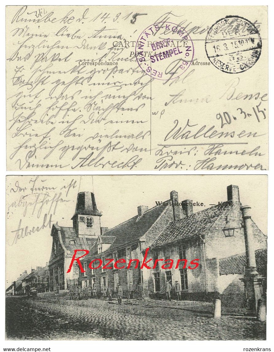 Bataillon Allemand Feldpostkarte Briefstempel Wehrmacht 1915 Westrozebeke Sanitats Komp WW1 WWI Erster Weltkrieg - Staden