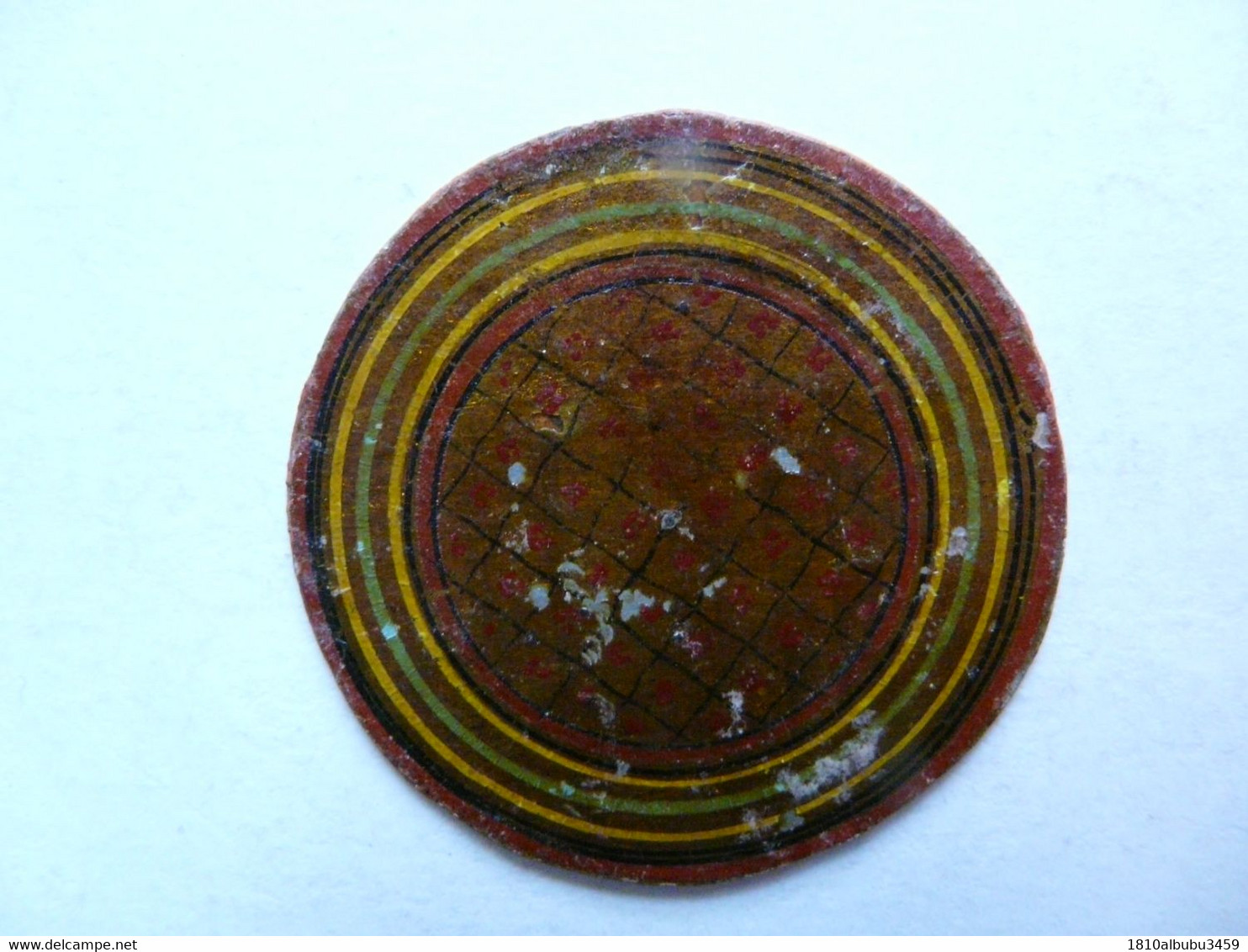 JEU ANCIEN - GANJIFA INDIAN PLAYINGS CARDS - CARTE CIRCULAIRE EN CARTON PEINT EN POLYCHROMIE (Diamètre 5 Cm) - Oriental Art