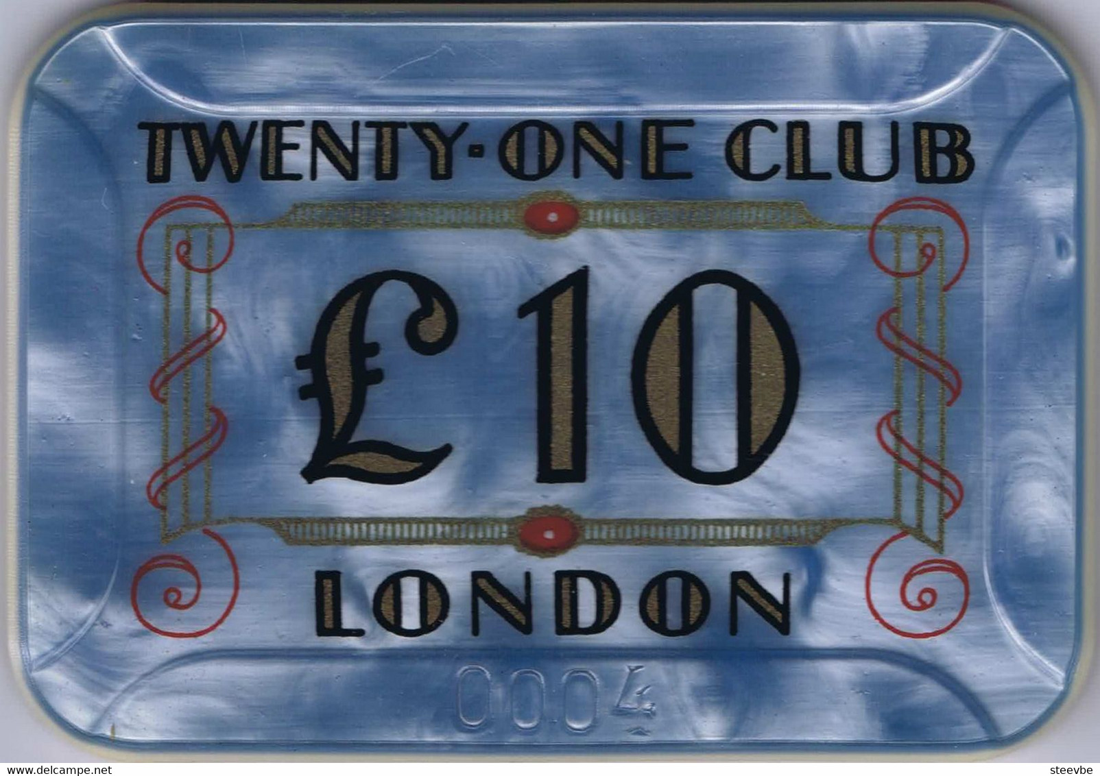 W/ Casino Chip Plaque Twenty-One Club London UK - Casino