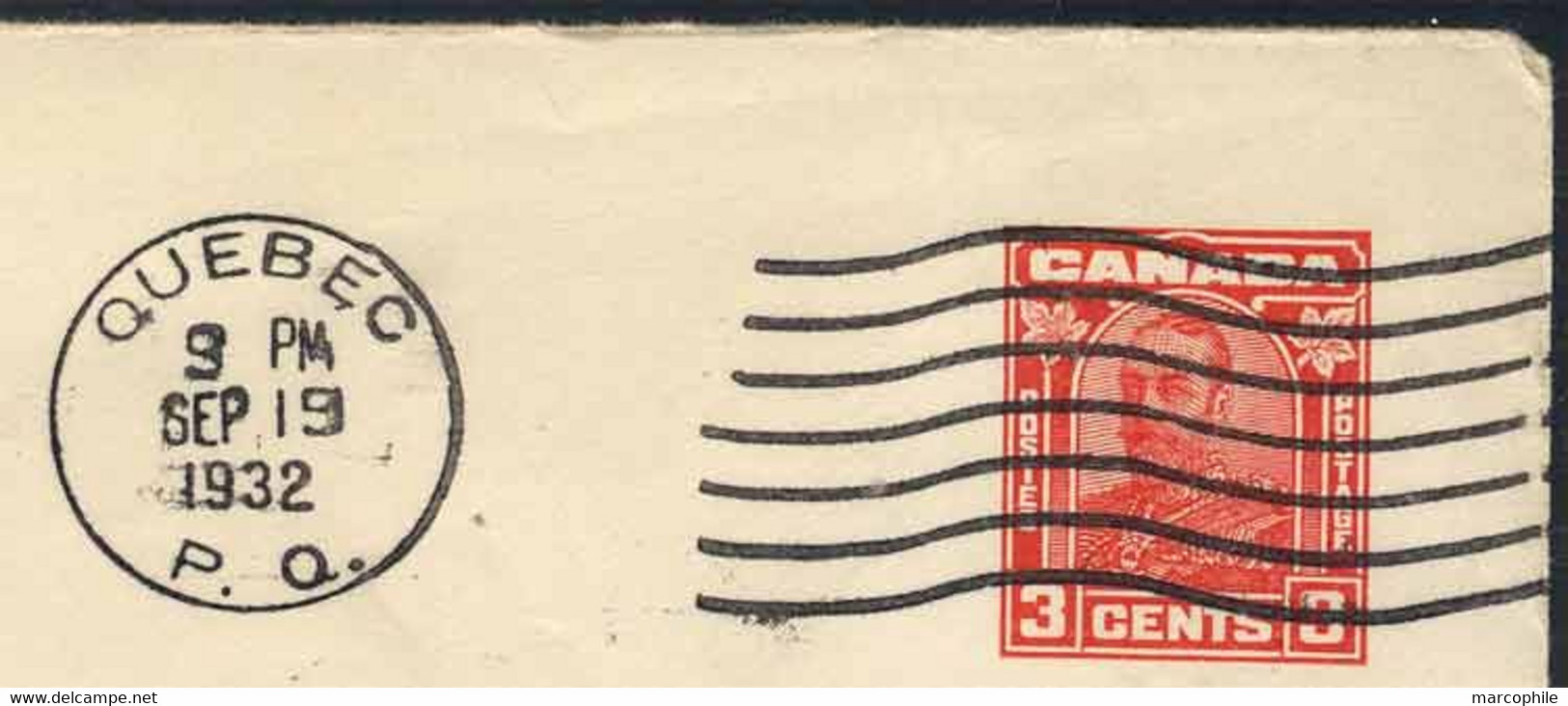 CANADA - QUEBEC / 1932 ENTIER POSTAL VOYAGE (ref 8489) - 1903-1954 Könige
